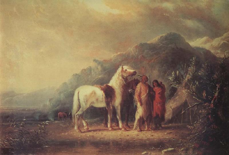 Alfred Jacob Miller Sioux camp Scene oil painting picture